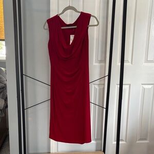 Ralph Lauren Red Cowl Neck Midi Dress